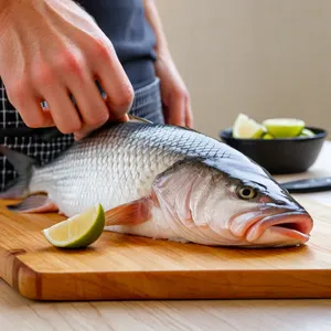 Рецепт Севиче из морского окуня с грейпфрутом и кинзой - Подготовка рыбы