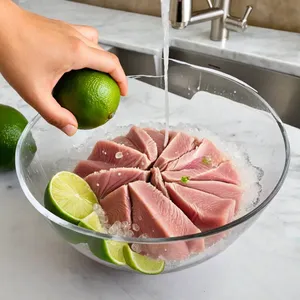 Рецепт Севиче из тунца с кокосом и лаймом - Маринование тунца