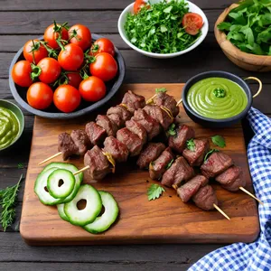Рецепт Шашлык из говядины с аджикой и зеленью - Подача