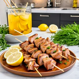 Рецепт Шашлык из индейки с лимоном и травами - Нанизывание на шпажки