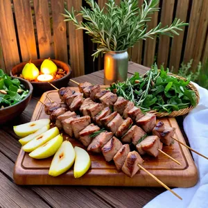 Рецепт Шашлык из свинины с грушей и розмарином - Подача