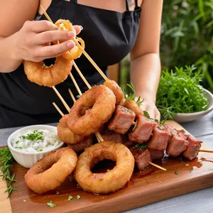 Рецепт Шашлык из телятины с вишневым соусом - Нанизывание мяса