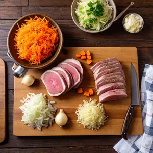 Рецепт Щи с бараниной и розмарином - Подготовка мяса и овощей