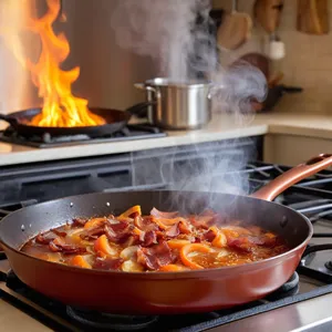 Рецепт Щи с беконом и яблоками - Обжарка бекона и овощей