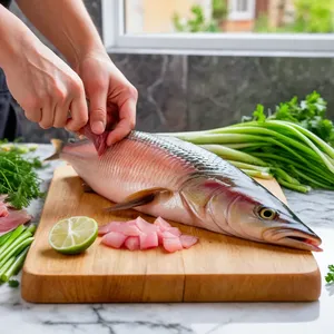 Рецепт Щи с копченой скумбрией и зеленым луком - Подготовка скумбрии