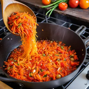 Рецепт Щи с копченой скумбрией и зеленым луком - Обжарка овощей