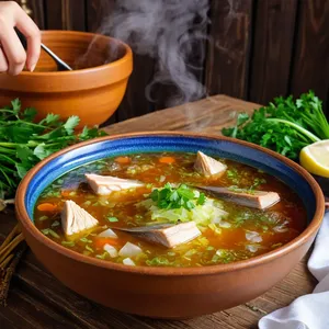 Рецепт Щи с копченой скумбрией и зеленым луком - Финальный штрих и подача