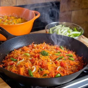 Рецепт Щи с копченой уткой и яблоками - Обжарка овощей