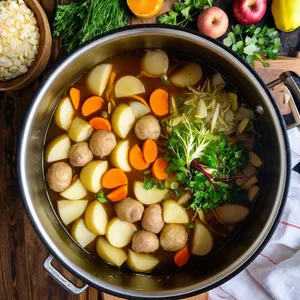 Рецепт Щи с копченой уткой и яблоками - Сборка щей