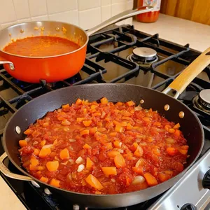 Рецепт Щи с копченым лососем и укропом - Обжарка овощей