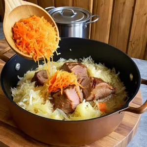 Рецепт Щи с квашеной капустой и свининой - Добавление квашеной капусты