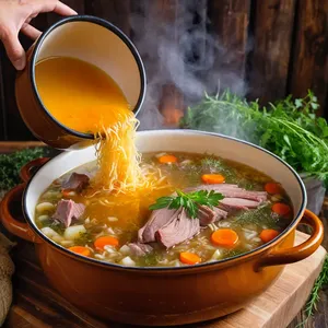 Рецепт Щи с рябчиком и лесными травами - Сборка щей