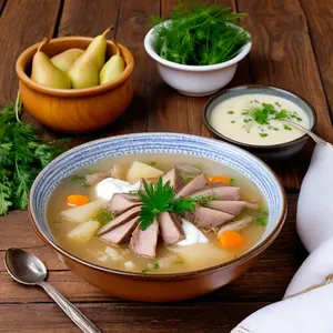 Рецепт Щи с уткой и грушей - Подача