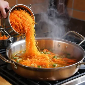 Рецепт Щи с вешенками и сливками - Обжарка лука и моркови