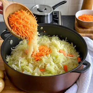 Рецепт Щи с вялеными томатами и чесноком - Добавление капусты и картофеля