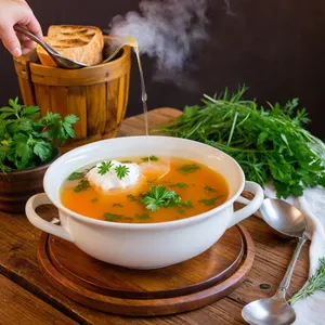 Рецепт Щи с вялеными томатами и чесноком - Подача