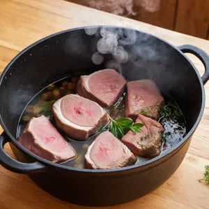 Рецепт Шурпа из баранины с айвой и шафраном - Подготовка мяса и бульона