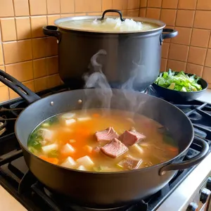 Рецепт Шурпа из баранины с баклажанами и помидорами - Заливка водой и варка