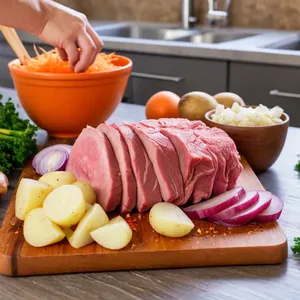 Рецепт Шурпа из баранины с черешней и розмарином - Подготовка мяса и овощей