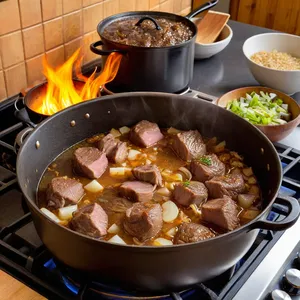 Рецепт Шурпа из баранины с черешней и розмарином - Обжарка мяса и лука