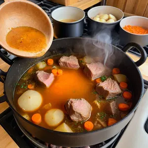 Рецепт Шурпа из баранины с гранатом и кинзой - Варка шурпы