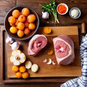Рецепт Шурпа из баранины с курагой и чесноком - Подготовка мяса и овощей