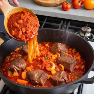 Рецепт Шурпа из баранины с нутом и зеленью - Обжарка мяса и овощей