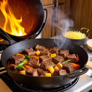 Рецепт Шурпа из говядины с айвой и морковью - Обжарка мяса