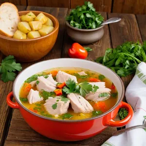 Рецепт Шурпа из курицы с картофелем и сладким перцем - Подача