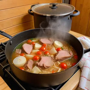 Рецепт Шурпа из свинины с репой и паприкой - Варка шурпы