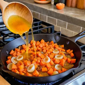 Рецепт Солянка с дичью и брусникой - Обжарка лука и моркови
