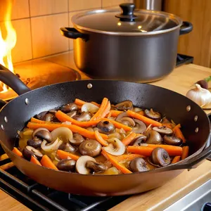 Рецепт Солянка с грибами и каперсами - Обжарка овощей и грибов