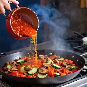 Рецепт Солянка с грибами и каперсами - Добавление томатной пасты и рассола