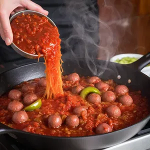 Рецепт Солянка с колбасой и маринованными огурцами - Добавление огурцов и томатной пасты