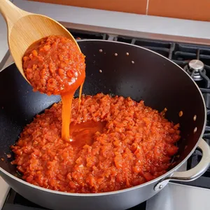 Рецепт Солянка с копченой уткой и яблоками - Добавление томатной пасты