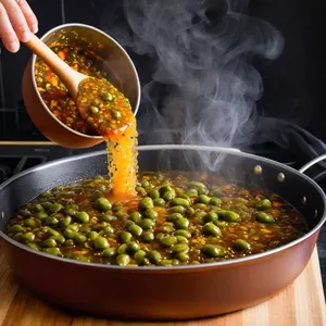 Рецепт Солянка с копченой уткой и яблоками - Добавление соленых огурцов и каперсов