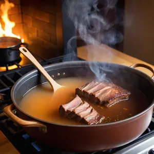 Рецепт Солянка с копчеными ребрышками и перловкой - Приготовление бульона