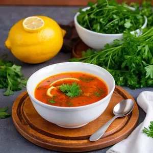 Рецепт Солянка с копчеными ребрышками и перловкой - Подача
