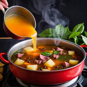 Рецепт Солянка с копчёной говядиной и хреном - Варка бульона