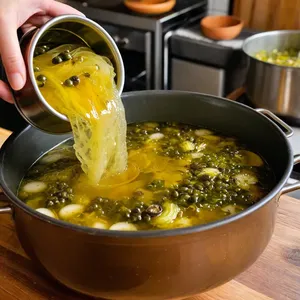 Рецепт Солянка с копчёной говядиной и хреном - Добавление солёных огурцов и каперсов