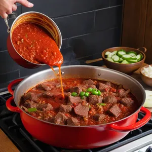 Рецепт Солянка с копчёной грушей и горчицей - Добавление овощей и томатной пасты