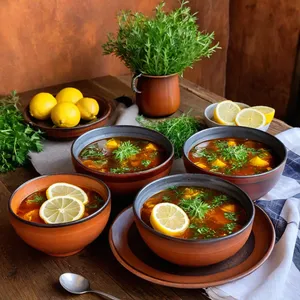 Рецепт Солянка с копчёной грушей и горчицей - Подача