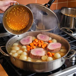 Рецепт Солянка с копчёной корейкой и солёными лисичками - Приготовление бульона