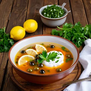 Рецепт Солянка с копчёной курицей и маринованным луком - Подача и оформление