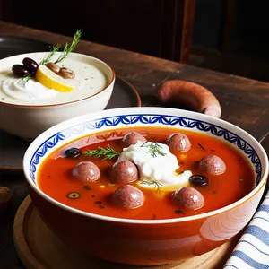Рецепт Солянка с копчёной сарделькой и солёными опятами - Финальные штрихи и подача