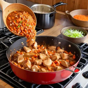 Рецепт Солянка с курицей и оливками - Обжарка курицы и овощей