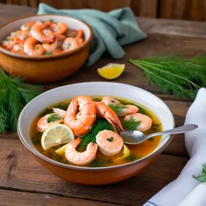 Рецепт Солянка с морепродуктами и лимоном - Подача