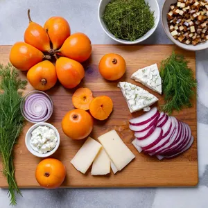 Рецепт Солёная сельдь с хурмой и козьим сыром - Подготовка ингредиентов