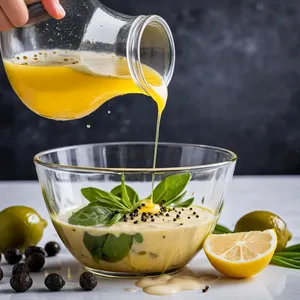 Рецепт Солёная сельдь с помело и кедровыми орешками - Приготовление заправки
