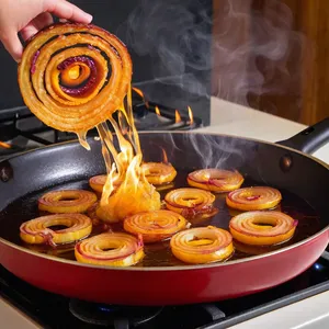 Рецепт Сосиски с брусничным соусом и жареным луком - Обжарка лука